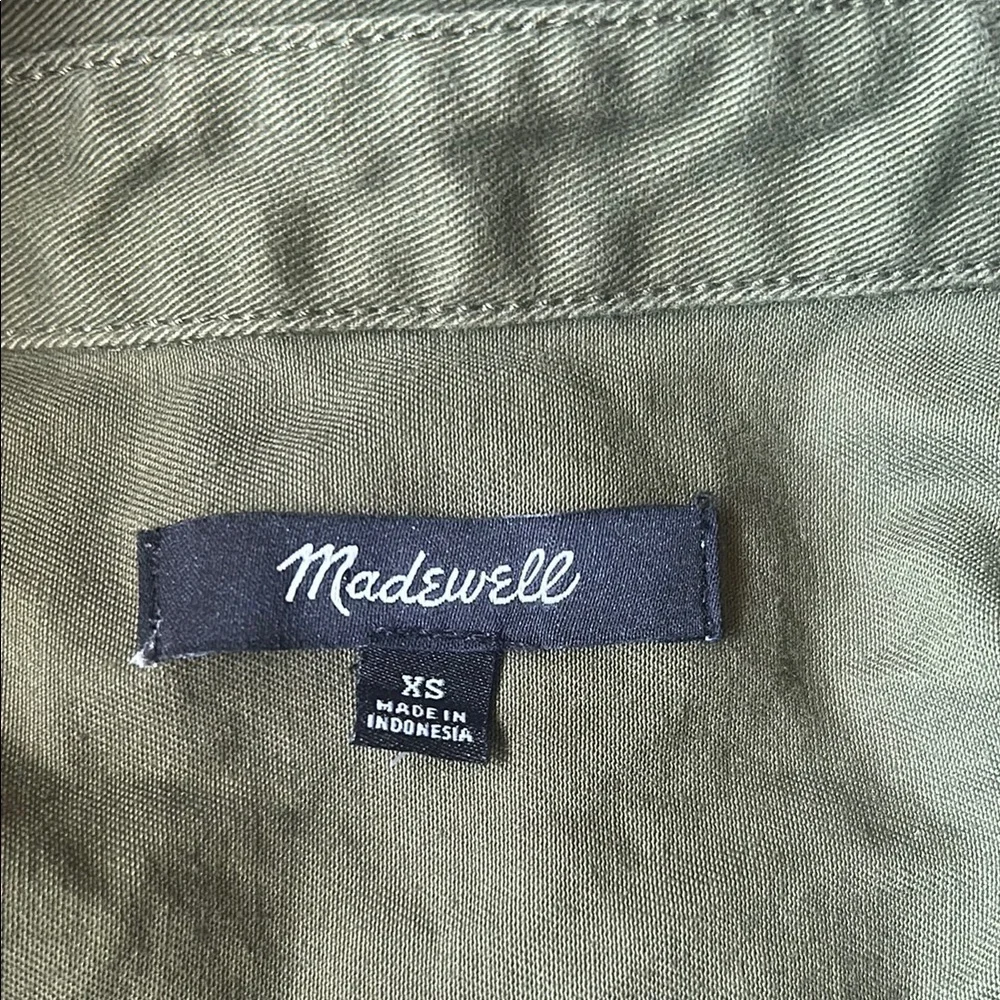Madewell Mini Shirtdress Longsleeve Button Down with Pockets Green Women Size XS - Picture 3 of 14